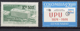 Chile / Colombia 1974 UPU Centenary, 2 Stamps MNH - U.P.U.