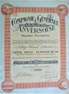 S.A.Cie Générale Anversoise - Part De Fondateur (1912) - Anvers - Navigation