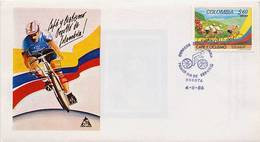 Lote 1684F, Colombia,1986, SPD-FDC, Cafe Y Ciclismo, Coffee, Cycling, Bicycle, Flag - Colombia