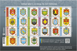 Ukraine 2024 Definitives Towns Coat Of Arms Full Set 2017-22 Of 19 Stamps And 2 Labels In Perforated Block MNH - Oekraïne