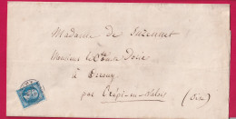 N°22 CAD PARIS R DU FAUBG ST HONORE POUR CREPY EN VALOIS OISE DOUBLE PORT INDICE 17 EN SIMPLE PORT LETTRE - 1849-1876: Période Classique