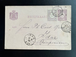 NETHERLANDS 1888 POSTCARD AMSTERDAM TO IDAR GERMANY 14-08-1888 NEDERLAND - Material Postal