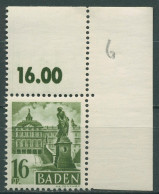 Franz. Zone: Baden 1947 Schloss Rastatt Type I Ecke O. Re. 6 Yv I Postfrisch - Baden