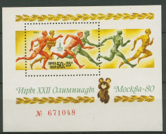 Sowjetunion 1980 Mischa Olympia Moskau Staffellauf Block 144 Postfrisch (C94806) - Blocks & Kleinbögen