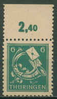 SBZ Thüringen 1945 Freim. Vollgummierung Oberrand 95 AX Bs OR Postfrisch Geprüft - Sonstige & Ohne Zuordnung