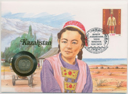 Kasachstan 1992 Trachten Folklore Numisbrief Mit 100 Rubel Russland (N540) - Rusland