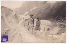 Excursion Sur La Mer De Glace Chamonix Mont-Blanc - CPA Photo 1920s Alpes Alpinisme Glacier Guide Femme Piolet A89-9 - Chamonix-Mont-Blanc