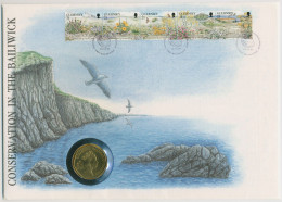 Guernsey 1991 Küstenlandschaft Seevögel Numisbrief 50 Pence (N584) - Guernesey