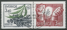 Schweden 1986 Jahr Des Friedens Amnesty International 1407/08 Gestempelt - Usati