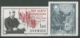 Schweden 1985 Persönlichkeiten Per A.Hansson, Birger Sjöberg 1349/50 Postfrisch - Neufs