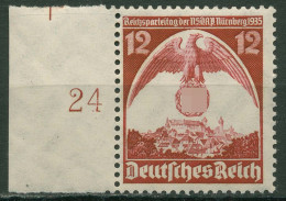 Deutsches Reich 1935 Reichsparteitag Nürnberg Rand Links 587 X SR Li. Postfrisch - Nuevos