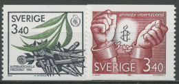 Schweden 1986 Jahr Des Friedens Amnesty International 1407/08 Postfrisch - Unused Stamps