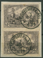 Dt. Reich 1902 Kaiser Wilhelm Denkmal Ohne WZ, 80 Aa Paar Gestempelt, Briefstück - Used Stamps
