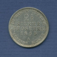 Preußen 2 1/2 Silbergroschen 1865 A, König Wilhelm I., J 90, Ss+ (m6476) - Kleine Munten & Andere Onderverdelingen