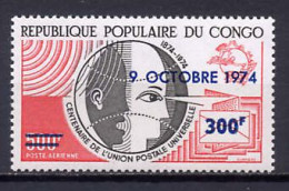 Congo 1974 UPU Centenary, Stamp With Blue Overprint MNH - U.P.U.