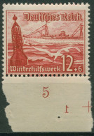 Dt. Reich 1937 WHW Schiffe 656 Unterrand Mit Platten-Nr. 1 Postfrisch - Unused Stamps