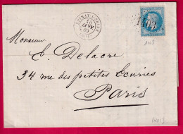 N°29 GC 1403 EPINAY SUR SEINE POUR PARIS 1869 INDICE 13 LETTRE - 1849-1876: Klassik