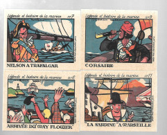 Y357 - CHROMOS PHOSPHATINE HISTOIRE DE LA MARINE - CORSAIRE - MAY FLOWER - TRAFALGAR - MORT D'EGEE - Andere & Zonder Classificatie