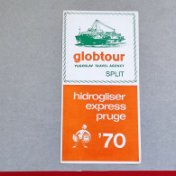 GLOBTOUR - YUGOSLAV TRAVEL AGENCY SPLIT, Hydrofoil, Vintage Tourism Brochure 1970, Prospect, Guide (pro5) - Reiseprospekte