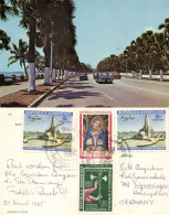 Dominican Republic, SANTO DOMINGO, Street Scene With Palms, Cars (1965) Postcard - República Dominicana