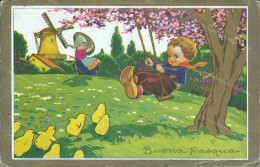 An752  Cartolina Augurale Buona Pasqua Bambini Children Illustratore Artist - Autres & Non Classés