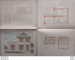 PETITES CONSTRUCTIONS FRANCAISES PL. 53 A 56  EDIT. THEZARD MAISON DE CAMPAGNE AVEC TERRASSE - Arquitectura