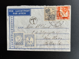 DUTCH EAST INDIES 1947 TAXED LETTER (DAMAGED) MADIOEN MADIUN TO 'S GRAVENHAGE MARCH 1947 NEDERLANDS INDIE PORT - Indes Néerlandaises