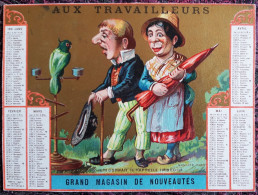 Chromo Aux Travailleurs. Personnages Grotesques. Calendrier 1er Semestre 1881. Imp. Bognard. - Autres & Non Classés