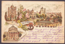 RO 95 - 23699 BUCURESTI, Church Domnita Balasa, Mitropolia, Atheneum, Litho, Romania - Old Postcard - Used - 1897 - Roumanie