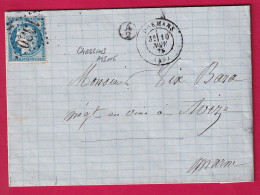 N°60 GC 1330 DORMANS MARNE BOITE RURALE SUPPLEMENTAIRE A2 CHASSINS AISNE POUR AVIZE MARNE LETTRE - 1849-1876: Classic Period