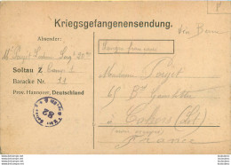 SOLTAU  FELDPOSTKARTE LETTRE DE PRISONNIER DE GUERRE 12/1917  SOLDAT POUJET LUDOVIC - War 1914-18