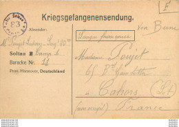 SOLTAU  FELDPOSTKARTE LETTRE DE PRISONNIER DE GUERRE 12/1917  SOLDAT POUJET LUDOVIC - War 1914-18