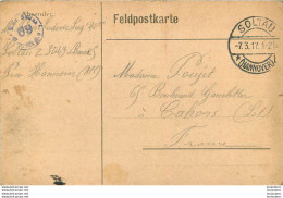 SOLTAU  FELDPOSTKARTE LETTRE DE PRISONNIER DE GUERRE 03/1917  SOLDAT POUJET LUDOVIC - War 1914-18