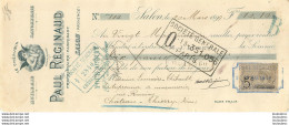 PAUL REGINAUD HUILERIE SAVONNERIE SALON PROVENCE 1899 LETTRE DE CHANGE AVEC TIMBRE FISCAL - Letras De Cambio