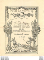 POUR LA VICTOIRE 1916  MR CH. MION A SOUSCRIT AU DEUXIEME EMPRUNT DE LA DEFENSE NATIONALE - 1914-18