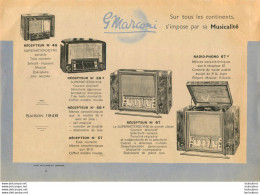 MARCONI SAISON 1948 FEUILLET PUBLICITAIRE 27 X 19 CM - Publicités