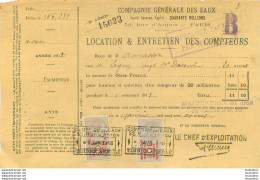 LOCATION ET ENTRETIEN DES COMPTEURS COMPAGNIE GENERALE DES EAUX 1918 - 1900 – 1949