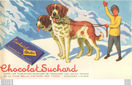 BUVARD  CHOCOLAT SUCHARD  ET CHIENS SAINT BERNARD - Chocolade En Cacao