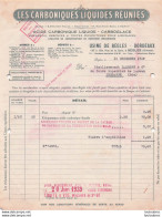 FACTURE 1938  BEGLES BORDEAUX LES CARBONIQUES LIQUIDES REUNIES ACIDE - 1900 – 1949