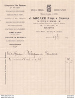 FACTURE 1903  BORDEAUX  J.  LACAZE PERE ET GENDRE GROS ET DETAIL EXPORTATION  FEUX D'ARTIFICE EN TOUS GENRES - 1900 – 1949