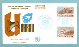 FDC France 1987 - Unesco 1987 - Acropole D'Athènes (Grèce) Temple De Philae (Egypte) YT 98 & 99 - Paris - 1980-1989