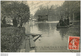 PARIS  LA GRANDE CRUE DE LA SEINE AVENUE MONTAIGNE  ET ATTELAGE TESNIER ET GERMOND  EDITION ND - Inondations De 1910