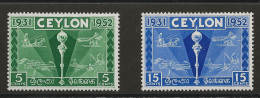 Ceylon, 1952, SG 431 - 432, Complete Set, Mint Hinged - Sri Lanka (Ceylon) (1948-...)