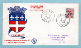 FDC France 1959 - Marianne à La Nef - Au Profit Des Sinistrés De Fréjus - YT 1229 - Paris - 1950-1959