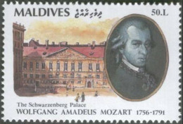 Mozart, Member Masonic Lodge Zur Wohltätigkeit, Schwarzenberg Palace, Freemasonry, Composer, Opera, MNH Maldives - Music