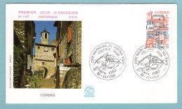 FDC France 1980 - Série Touristique - Cordes - YT 2081 - 81 Cordes - 1980-1989