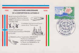 Carte   FRANCE   Cinquantenaire  De  La   Disparition  Du   LATHAM  47   CAUDEBEC  EN  CAUX   1978 - Commemorative Postmarks