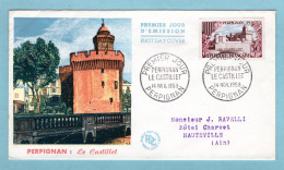 FDC France 1959 - Perpignan : Le Castillet - YT 1222 - Perpignan - 1950-1959