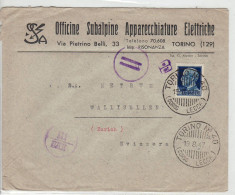1816 TORINO OFFICINE SUBALPINE APPARECCHIATURE ELETTRICHE X ZURICH SVIZZERA - Poststempel