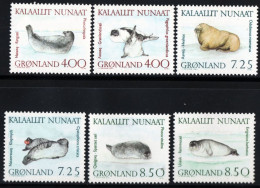 Greenland 1991 Greenland Seals 6 Values Shades.MNH Ringseal, Harp Seal, Walrus, Hooded Seal, Bearded Seal - Autres & Non Classés